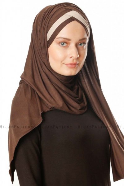 Duru - Bruin & Taupe Jersey Hijab