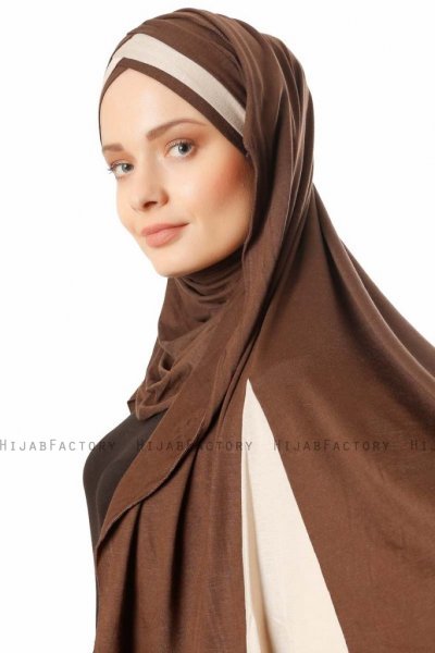Duru - Bruin & Taupe Jersey Hijab