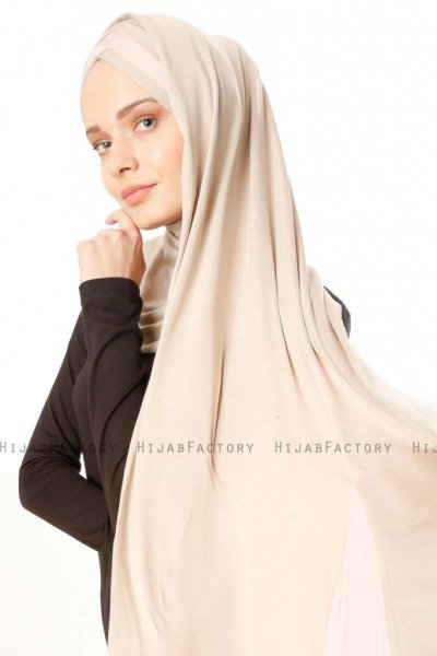 Duru - Licht Taupe & Oudroze Jersey Hijab