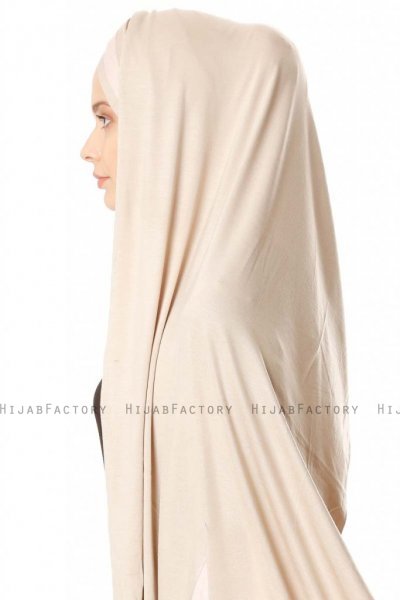 Duru - Licht Taupe & Oudroze Jersey Hijab