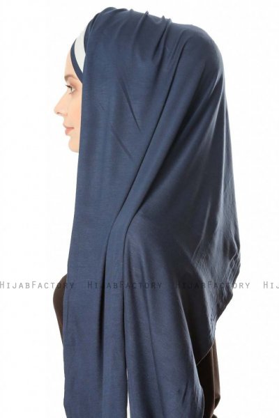 Duru - Marineblauw & Grijs Jersey Hijab