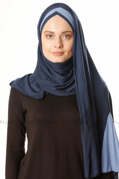 Duru - Marineblauw & Indigo Jersey Hijab