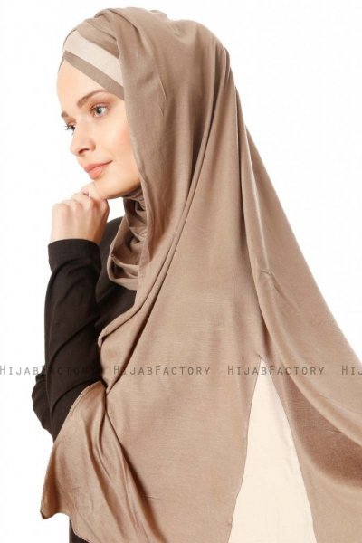 Duru - Donker Taupe & Taupe Jersey Hijab