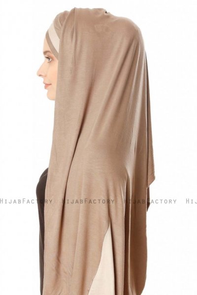 Duru - Donker Taupe & Taupe Jersey Hijab