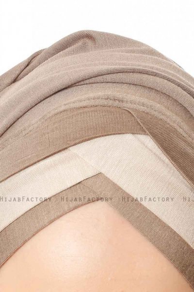 Duru - Donker Taupe & Taupe Jersey Hijab