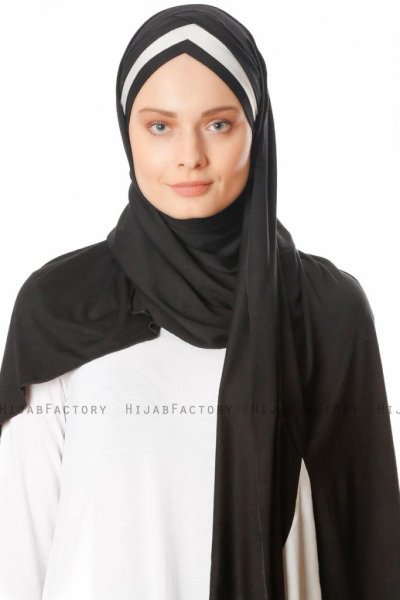 Duru - Zwart & Grijs Jersey Hijab