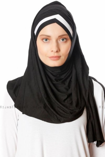 Duru - Zwart & Wit Jersey Hijab
