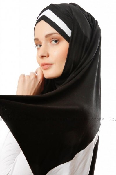 Duru - Zwart & Wit Jersey Hijab