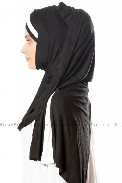 Duru - Zwart & Wit Jersey Hijab