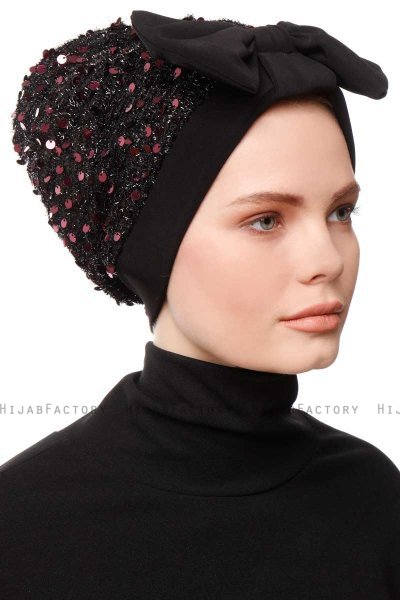 Enfleda - Zwart & Bordeaux Turban