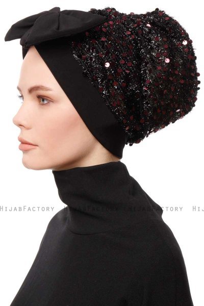 Enfleda - Zwart & Bordeaux Turban