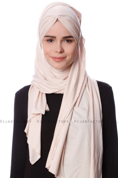Eslem - Beige Pile Jersey Hijab - Ecardin