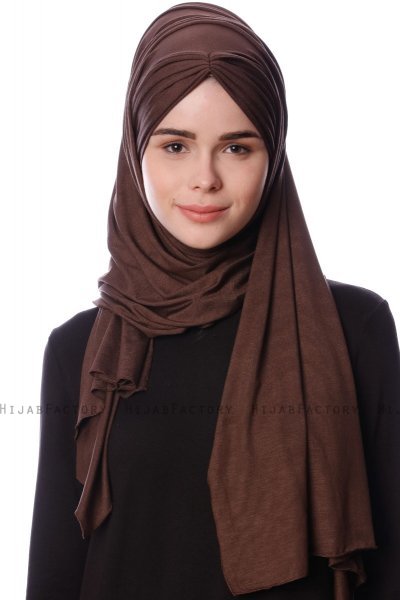 Eslem - Bruin Pile Jersey Hijab - Ecardin