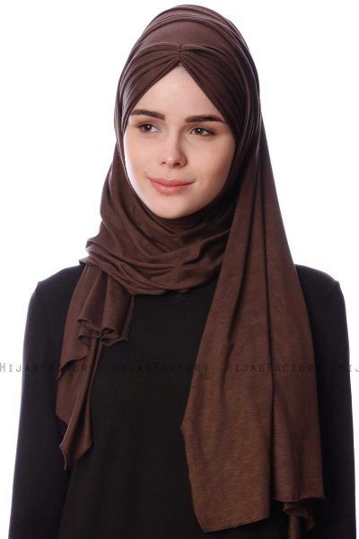 Eslem - Bruin Pile Jersey Hijab - Ecardin