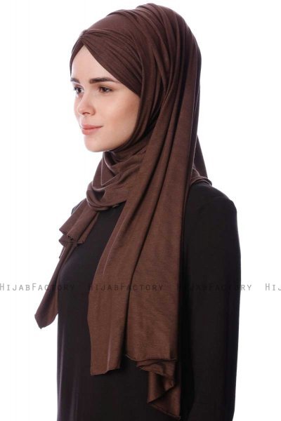 Eslem - Bruin Pile Jersey Hijab - Ecardin