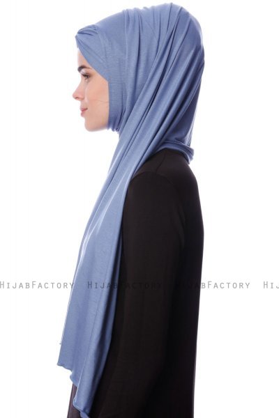 Eslem - Indigo Pile Jersey Hijab - Ecardin