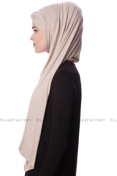 Eslem - Licht Taupe Pile Jersey Hijab - Ecardin