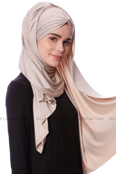 Eslem - Licht Taupe Pile Jersey Hijab - Ecardin