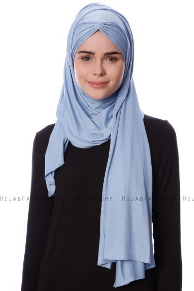Eslem - Lichtblauw Pile Jersey Hijab - Ecardin
