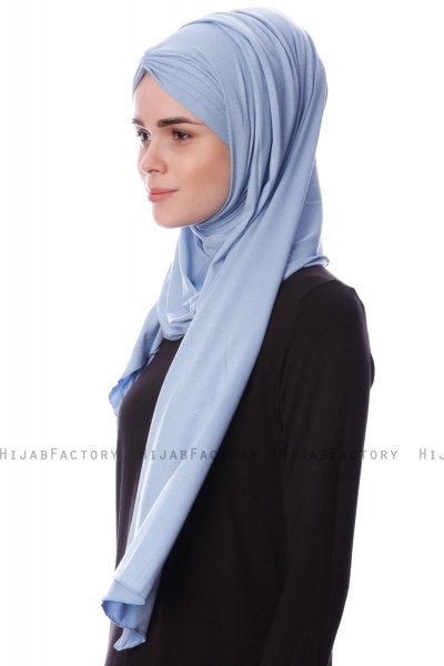 Eslem - Lichtblauw Pile Jersey Hijab - Ecardin