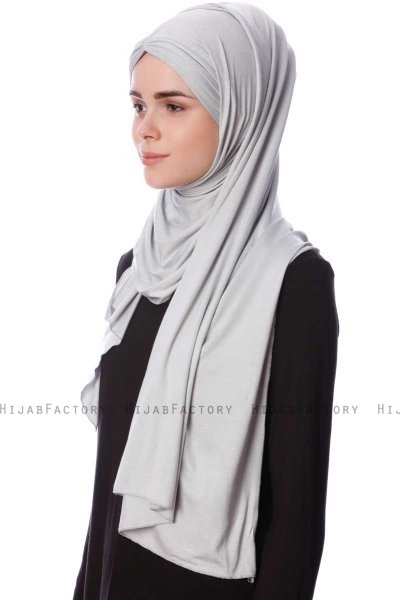 Eslem - Lichtgrijs Pile Jersey Hijab - Ecardin
