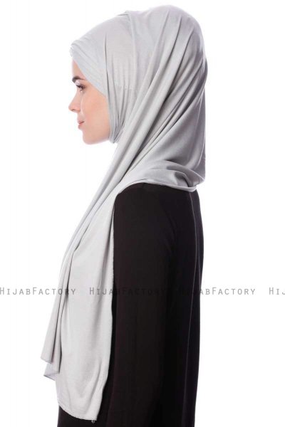 Eslem - Lichtgrijs Pile Jersey Hijab - Ecardin