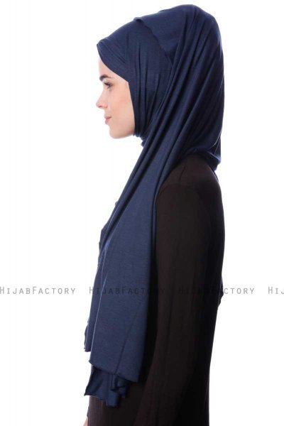 Eslem - Marineblauw Pile Jersey Hijab - Ecardin