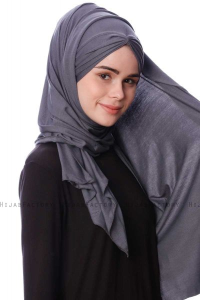 Eslem - Donker Grijs Pile Jersey Hijab - Ecardin