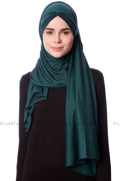 Eslem - Donkergroen Pile Jersey Hijab - Ecardin