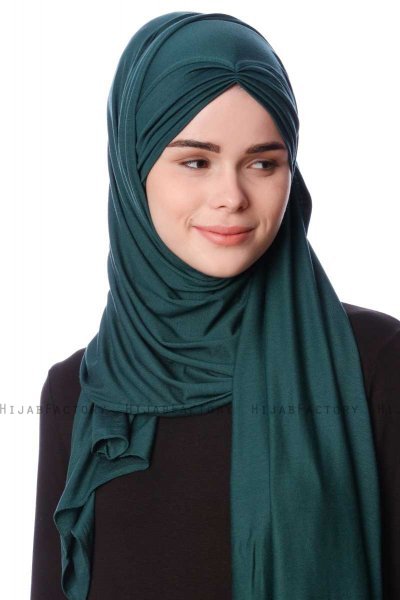 Eslem - Donkergroen Pile Jersey Hijab - Ecardin