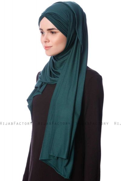 Eslem - Donkergroen Pile Jersey Hijab - Ecardin