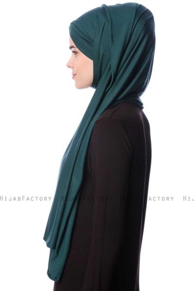 Eslem - Donkergroen Pile Jersey Hijab - Ecardin