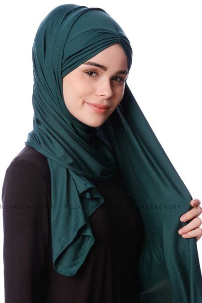 Eslem - Donkergroen Pile Jersey Hijab - Ecardin