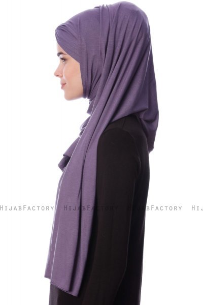 Eslem - Donkerpaars Pile Jersey Hijab - Ecardin