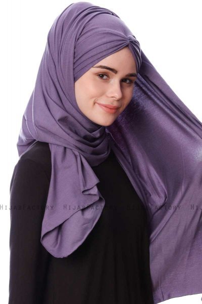 Eslem - Donkerpaars Pile Jersey Hijab - Ecardin