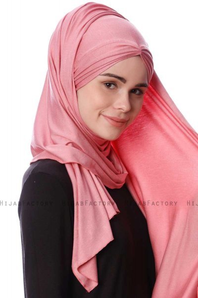 Eslem - Donker Roze Pile Jersey Hijab - Ecardin