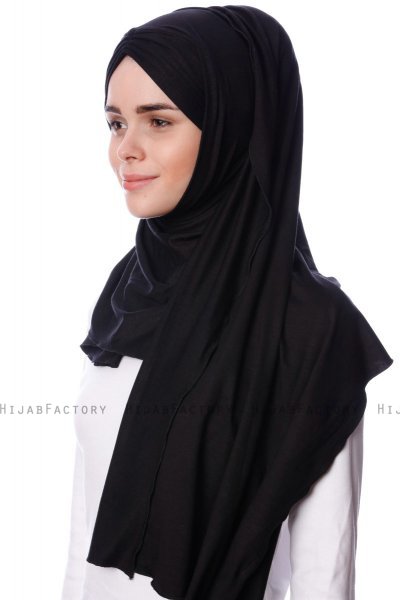 Eslem - Zwart Pile Jersey Hijab - Ecardin
