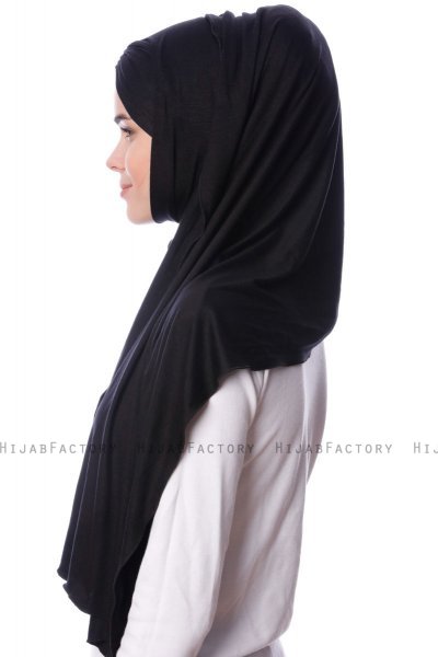 Eslem - Zwart Pile Jersey Hijab - Ecardin