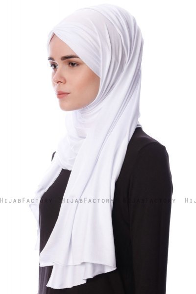 Eslem - Wit Pile Jersey Hijab - Ecardin