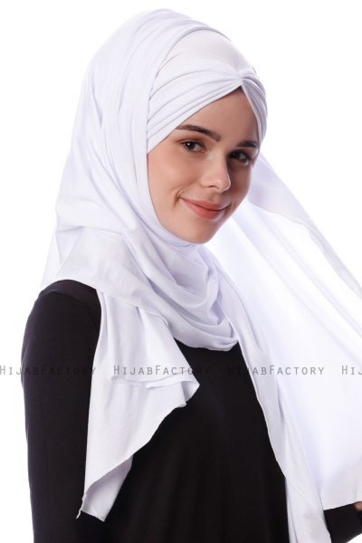 Eslem - Wit Pile Jersey Hijab - Ecardin