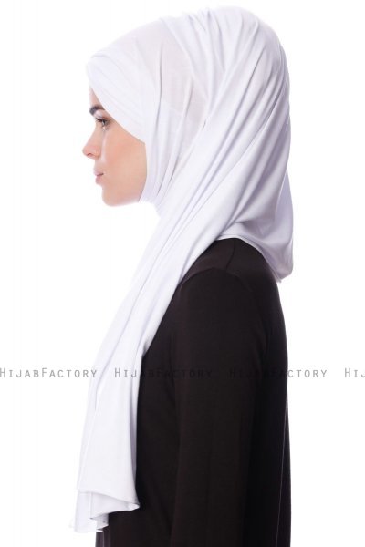 Eslem - Wit Pile Jersey Hijab - Ecardin