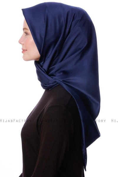 Eylul - Marineblauw Plein Rayon Hijab