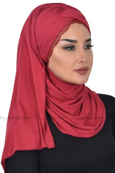 Filippa - Bordeaux Katoenen Praktisch Hijab - Ayse Turban