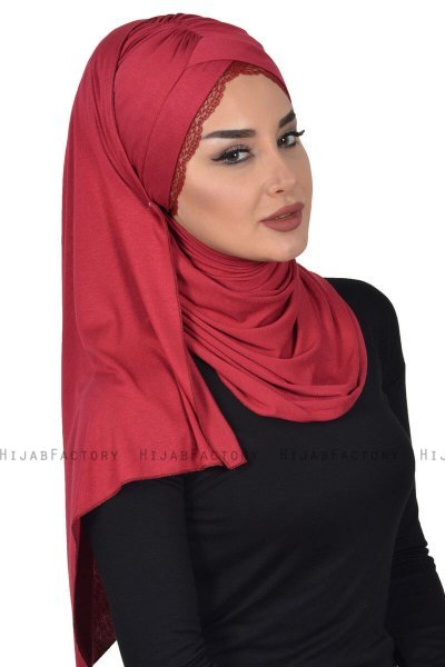 Filippa - Bordeaux Katoenen Praktisch Hijab - Ayse Turban