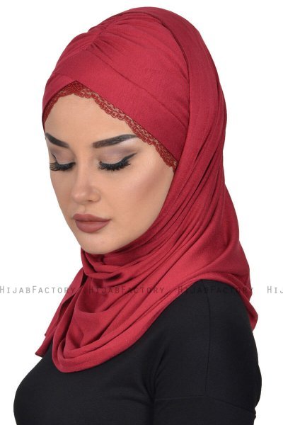 Filippa - Bordeaux Katoenen Praktisch Hijab - Ayse Turban