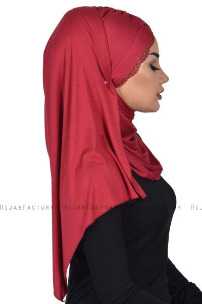 Filippa - Bordeaux Katoenen Praktisch Hijab - Ayse Turban
