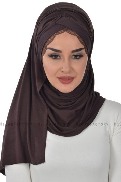 Filippa - Bruin Katoenen Praktisch Hijab - Ayse Turban