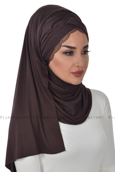 Filippa - Bruin Katoenen Praktisch Hijab - Ayse Turban