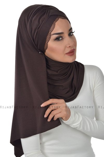 Filippa - Bruin Katoenen Praktisch Hijab - Ayse Turban