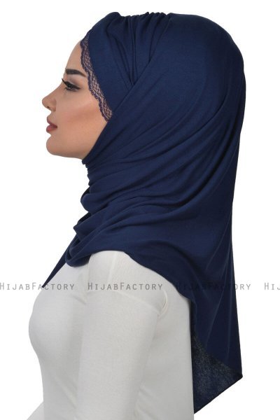 Filippa - Marineblauw Katoenen Praktisch Hijab - Ayse Turban